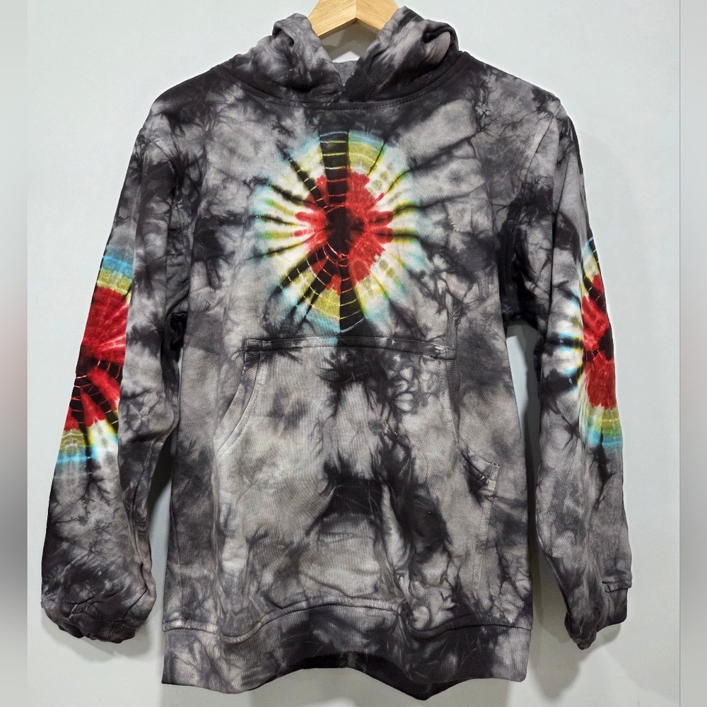 Shopoholic Fashion Tie-Dye Colorful Long Sleeve Pullover Hoodie Hippie Artsy S